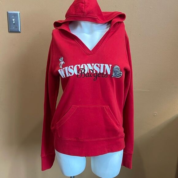 Vintage Wisconsin Badgers Bucky Hoodie Large and reservable  Wis Badgers scarf - Picture 2 of 16